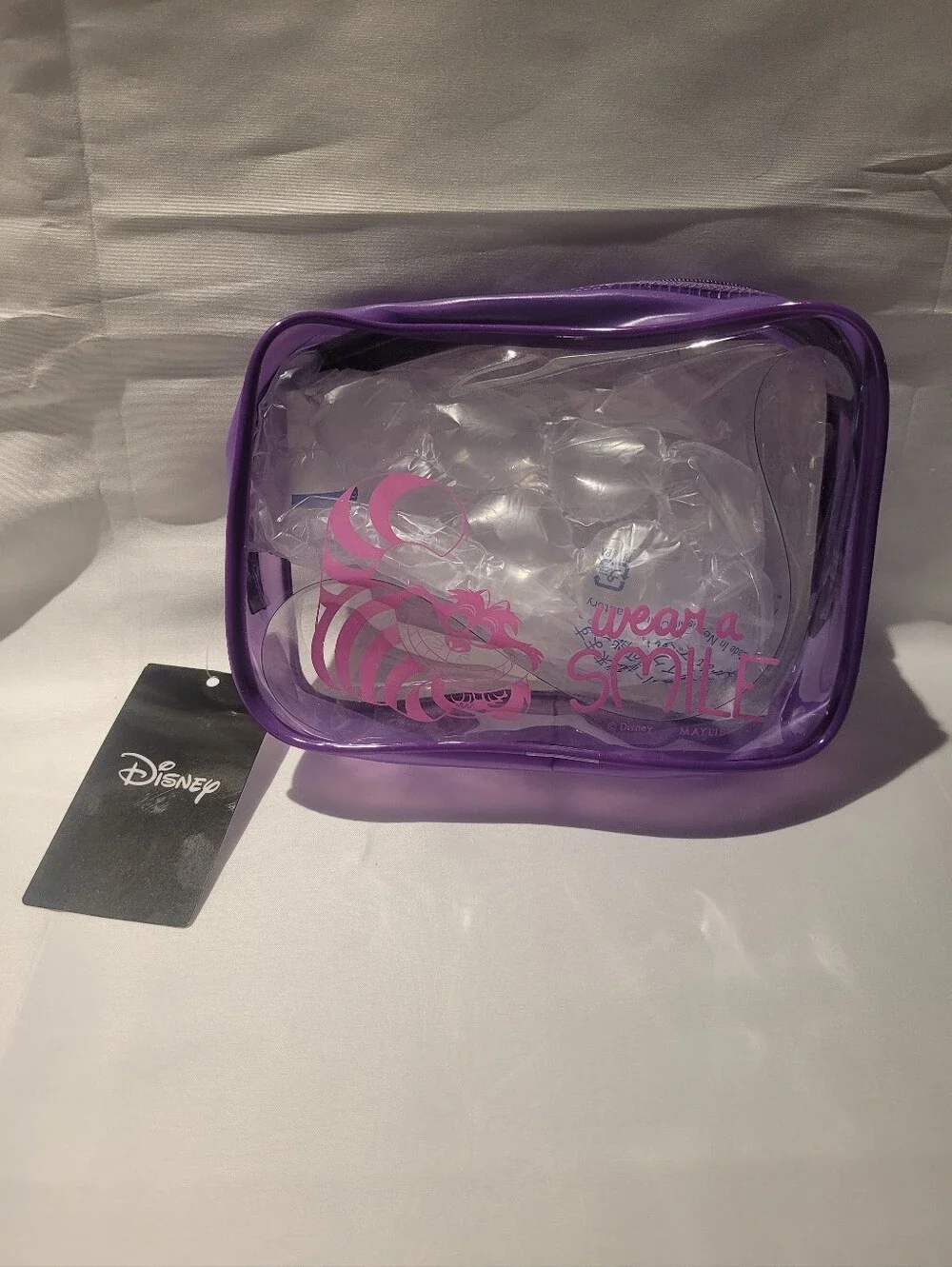 NWT Disney Alice In Wonderland Cheshire Cat Make-up Transparent Pouch from Japan